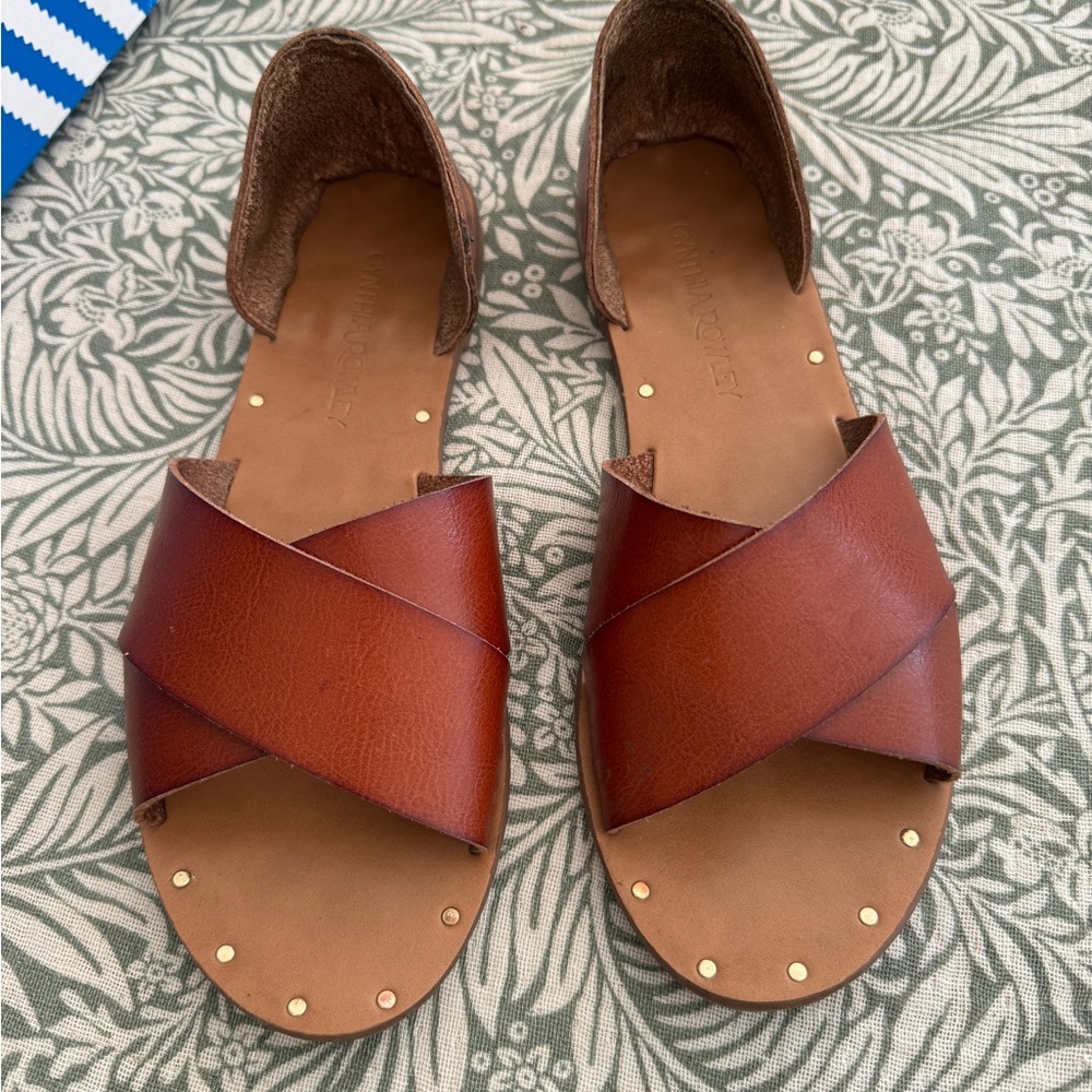Designer Brown Leather Sandals- comfortable- perfect condition!